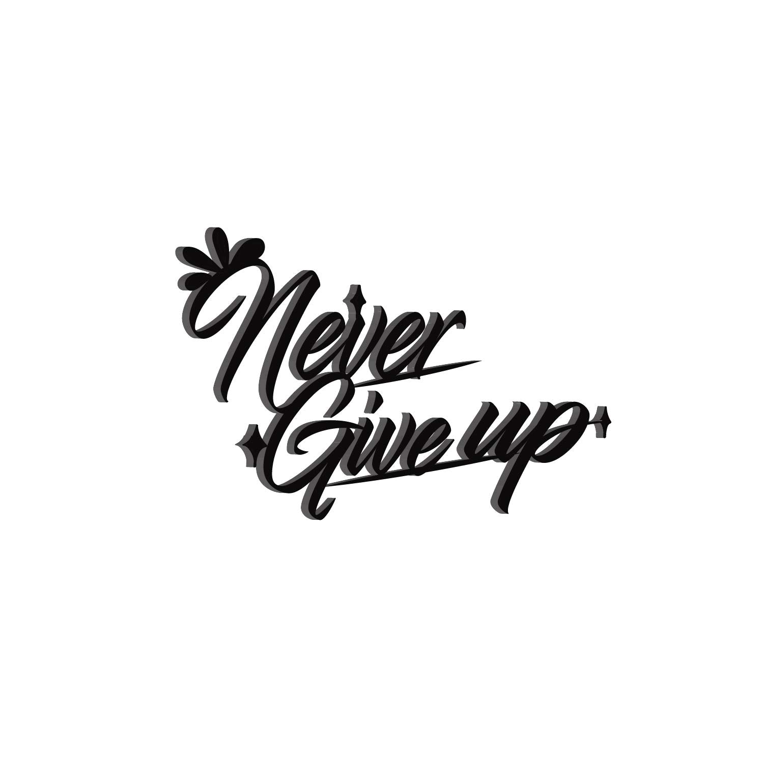 Ecraftindia Never Give Up Motivational Quote Black Engineered Wood Cutout Wall Art Decor - Inspirational, Encouraging Wall Hangi
